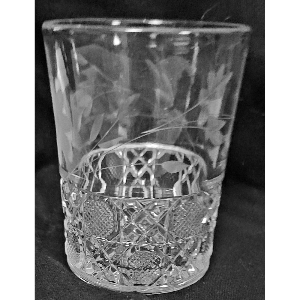 McKee Inovation 410 Flat‎ 8 oz. Tumber Etched Floral Pressed Glass
